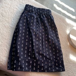 J.Crew Size M Navy Blue/White Anchor Skirt
